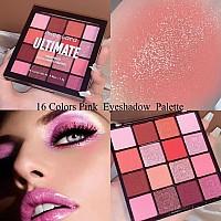 Yeweian Pink Red Eyeshadow Palette 16 Colors Pink Glitter Matte Eyeshadow Blush Palette Korean Eyeshadow Palette Makeup Water