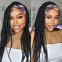 Braided Headband Wigs For Black Women Jumbo Box Braid Wig With Headband Jumbo Braid Cornrow Wig Long Crochet Twist Wig Faux Locs