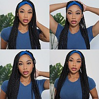 Braided Headband Wigs For Black Women Jumbo Box Braid Wig With Headband Jumbo Braid Cornrow Wig Long Crochet Twist Wig Faux Locs