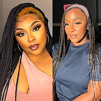 Braided Headband Wigs For Black Women Jumbo Box Braid Wig With Headband Jumbo Braid Cornrow Wig Long Crochet Twist Wig Faux Locs