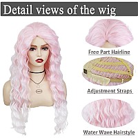 Gnimegil Long Pink Wigs For Women Ombre Pink Cosplay Wig Light Color Ombre Wig Synthetic Wig For Girls 26 Inches Halloween Costu