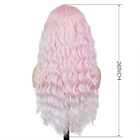 Gnimegil Long Pink Wigs For Women Ombre Pink Cosplay Wig Light Color Ombre Wig Synthetic Wig For Girls 26 Inches Halloween Costu