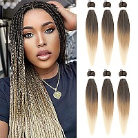 Ombre Braiding Hair Pre Stretched Ombre Blonde Easy Twist Braids Yaki Texture Synthetic Braiding Hair 6 Pcslot 26 Inches Hot Wa