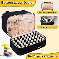 Covkev Nail Polish Organizer Hold 50 Bottles 15Ml05 Floz Nail Lamp Double Layer Nail Bag Organizer Case With Handle Larg