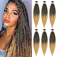 Ombre Braiding Hair Pre Stretched Ombre Honey Blonde Easy Twist Braids Hot Water Setting Synthetic Braiding Hair 6 Pcslot 26 In