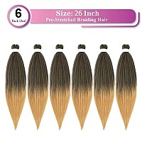 Ombre Braiding Hair Pre Stretched Ombre Honey Blonde Easy Twist Braids Hot Water Setting Synthetic Braiding Hair 6 Pcslot 26 In