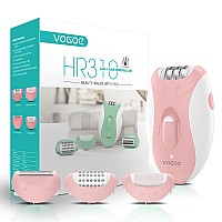 VOgOE Epilator for Women-cordless Epilators Hair Removal for Women, 4-in-1 Electric Razor Hair Remover, 2 Speeds & 21 Tweezers for Face Legs Arms Armpit Bikini, Pink HR310