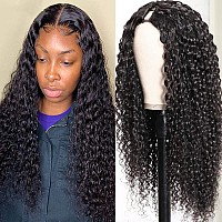 Ainmeys Curly V Part Wigs Brazilian Kinky Curly Human Hair Wigs For Black Women V Shape Wigs No Leave Out Lace Front Wigs Upgrad