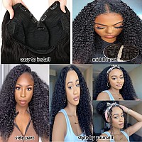 Ainmeys Curly V Part Wigs Brazilian Kinky Curly Human Hair Wigs For Black Women V Shape Wigs No Leave Out Lace Front Wigs Upgrad