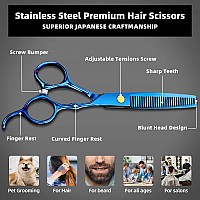 Professional Hairdressing Scissors Stainless Steel Barber Shears Hair Cutting Scissors Thinning Scissors Salon Tools for Mother Father Friends' Gifts(BLUE-02)