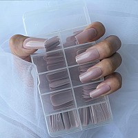 Lifextol 120Pc Square Medium Glossy Fake Nail Full Cover Acrylic Ballerina Press On Nails Art Square False Nail For Beginner Wom