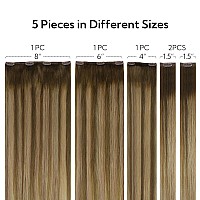 Hotbanana Clip In Hair Extensions Balayage Chocolate Brown To Caramel Blonde 5Pcs Clip In Hair Extensions Real Human Hair Remy