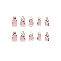 Magrace Press On Nails Medium Almond Fake Nails French Tips False Nails With Designs 24 Pcs Stick On Nails For Women