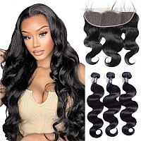 Cheeon Body Wave Bundles With Lace Frontal 16 18 2014 Frontal Human Hair 3 Bundles With 13X4 Lace Frontal 100 Unprocessed Br