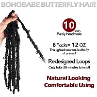 Bohobabe Butterfly Crochet Locs 10 Inch 6 Packs Pre Looped Crochet Butterfly Locs 10 In Short Black Distressed Butterfly Locs Cr