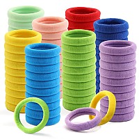 100 Pcs Thick Seamless Hair Ties Ponytail Holders Hair Accessories No Damage For Thick Hair Rainbow Colors