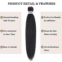 Pre Stretched Braiding Hair Ombre 16 Inch 8 Packs Synthetic Crochet Braids Hot Water Setting Professional Soft Yaki Texture Synthetic Hair Extensions(16 Inch 1B)