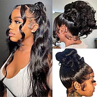 Aaliweya 360 Body Wave Frontal Wigs 360 HD Full Lace Front Wigs Human Hair for Women 100% Virgin Human Hair Pre Plucked Glueless 180 Density Can Make Bun And High Ponytail Natural Color 26Inch