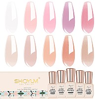 Shoyum Jelly Pink Gel Nail Polish Set Of 10 Colors Including Pink Purple Milky White Nude Gel Polish Kit Uv Led Soak Off Nail Po