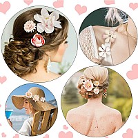 Ahoney 12 Pieces Bohemian Flowers Hair Clips For Women Girls Hawaiian Artificial Flower Clips Chiffon Flower Hair Pin Hair Acce