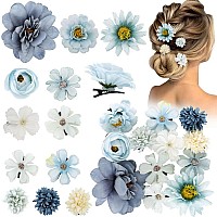 Ahoney 12 Pieces Bohemian Flowers Hair Clips For Women Girls Hawaiian Artificial Multiple Flower Chiffon Flower Hair Pin Hair A