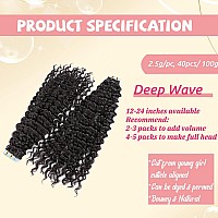 Smavida Tape in Hair Extensions Human Hair Deep Wave #1B Natural Black 9A Brazilian Remy Human Hair Extensions Seamless Skin Weft Adhesive Tape Hair for Black Women Wavy Tape in Hair for Short Hair