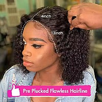 Larima Deep Curly Bob Wig Human Hair 200 Density 13X4 Hd Transparent Lace Front Wigs Short Jerry Curly Lace Front Wigs For Wome