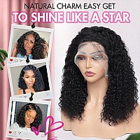 Larima Deep Curly Bob Wig Human Hair 200 Density 13X4 Hd Transparent Lace Front Wigs Short Jerry Curly Lace Front Wigs For Wome