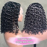 Larima Deep Curly Bob Wig Human Hair 200 Density 13X4 Hd Transparent Lace Front Wigs Short Jerry Curly Lace Front Wigs For Wome