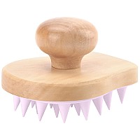 Scalp Massager Shampoo Brush Wooden Wet And Dry Hair Scalp Care Brush Shower Brush Scalp Scrubber Exfoliator With Soft Silicon