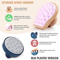 Scalp Massager Shampoo Brush Wooden Wet And Dry Hair Scalp Care Brush Shower Brush Scalp Scrubber Exfoliator With Soft Silicon