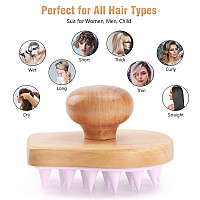 Scalp Massager Shampoo Brush Wooden Wet And Dry Hair Scalp Care Brush Shower Brush Scalp Scrubber Exfoliator With Soft Silicon