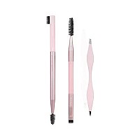 Real Techniques Brow Shaping Set, Spoolie, Brow Brushes, Tweezers, Dual-Ended Eyebrow Tools, For Styling, Shaping Eyebrows, get Full, Fluffy Brows, 3 Piece Set