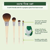 Ecotools Core Five Makeup Brush And Sponge Kit For Eyeshadow Blush Bronzer Eyeliner Foundation Makeup Blending Sponge Fo