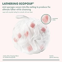 EcoTools Lathering EcoPouf, Soft, Recycled Netting, Infused Loofah for The Ultimate Lather, Bath Accessory for Men & Women, Gently Exfoliates, Bath & Shower Sponge, 6 Count