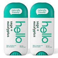 Hello White Sage Eucalyptus Deodorant With Shea Butter For Women Men Aluminum Free Baking Soda Free Parabens Free 24 Hou