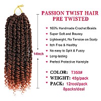 Passion Twist Hair 14 Inch 8 Packs Pre Twisted Passion Twist Crochet Hair For Black Women Pre Looped Passion Twist Curly Croch