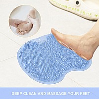 Baozminan Shower Foot Scrubber Mat In Shower Back Scrubber For Shower Washer Wall Mounted With Suction Cups Exfoliating Soothes