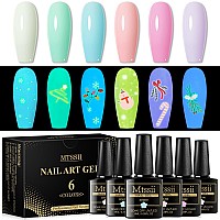 Mtssii Gel Nail Polish Kit 6 Pcs Jelly Translucent Gel Nail Polish Sock Off Uvled Gel Nail Polish Lamp Cured 8 Ml028 Floz