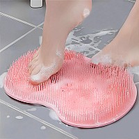 Baozminan Shower Foot Scrubber Mat In Shower Back Scrubber For Shower Washer Wall Mounted With Suction Cups Exfoliating Soothes