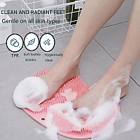 Baozminan Shower Foot Scrubber Mat In Shower Back Scrubber For Shower Washer Wall Mounted With Suction Cups Exfoliating Soothes