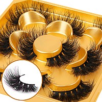 False Eyelashes Fluffy Mink Lashes Natural Look 18Mm Faux Mink Lashes Wispy 5D Volume Long Strip Fake Eyelashes Pack 5 Pairs Mul