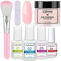 Lofuanna Dip Powder Nail Kit Starterpink Nail Dipping Powder With Basetop Coatactivatorbrush Saver No Uvled Needed Diy Fren