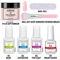 Lofuanna Dip Powder Nail Kit Starterpink Nail Dipping Powder With Basetop Coatactivatorbrush Saver No Uvled Needed Diy Fren