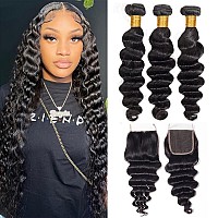 Loose Deep Wave Human Hair Bundles And Closure Loose Wave Bundles With Lace Closure Big Deep Curly Wave Human Hair Bundles With