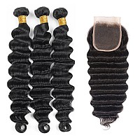 Loose Deep Wave Human Hair Bundles And Closure Loose Wave Bundles With Lace Closure Big Deep Curly Wave Human Hair Bundles With