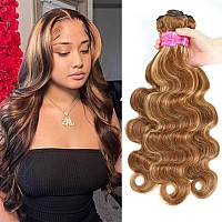 Younsolo Ombre 427 Human Hair 4 Bundles 12 14 16 18Inches Body Wave Bundles 10A Brazilian Remy Virgin Hair Wavy Weaves Colored