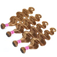 Younsolo Ombre 427 Human Hair 4 Bundles 12 14 16 18Inches Body Wave Bundles 10A Brazilian Remy Virgin Hair Wavy Weaves Colored