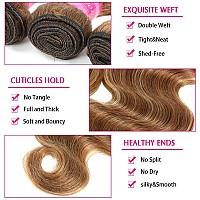 Younsolo Ombre 427 Human Hair 4 Bundles 12 14 16 18Inches Body Wave Bundles 10A Brazilian Remy Virgin Hair Wavy Weaves Colored