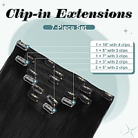 Full Shine Black Hair Extensions Real Human Hair Clip Ins Jet Black Clip In Hair Extensions Real Human Hair Double Weft Clip Hai